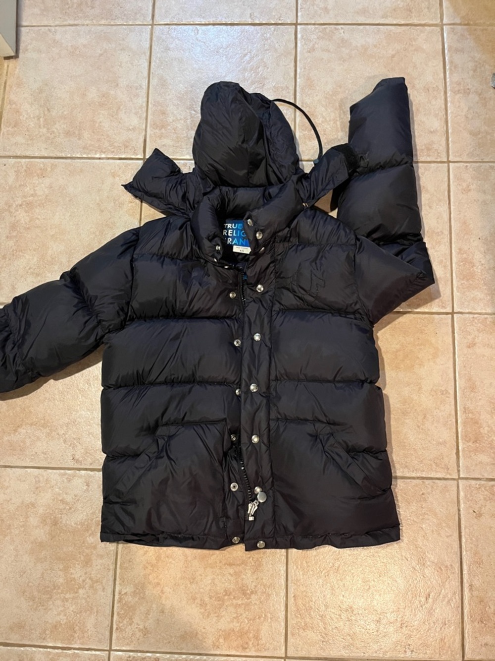 True Religion Black Puffer Coat with Hood